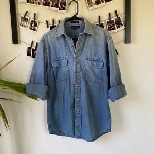 Gradient Denim Long Sleeve Button Down
